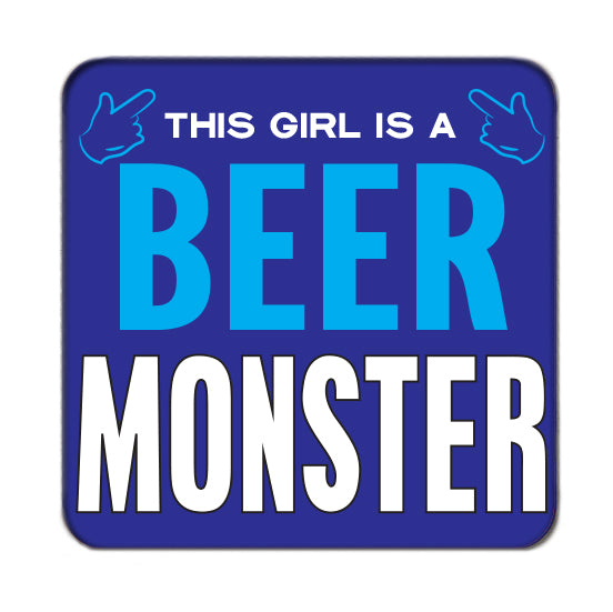 Beer Monster (Girl) Drinks Coaster