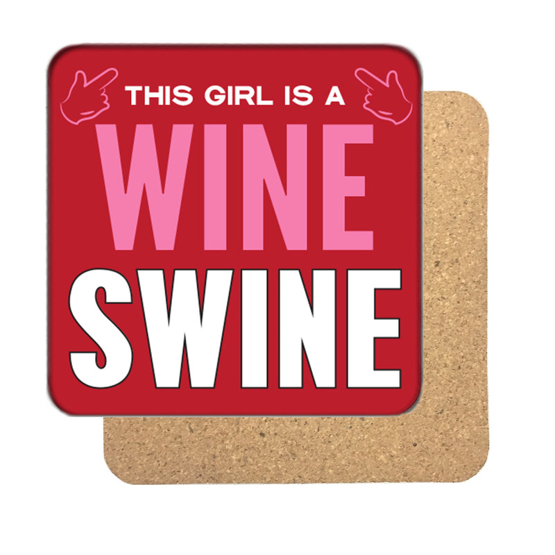 Wine Swine (Girl) Drinks Coaster