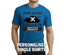Time To Get Tanked Up Black Custom Stag T-Shirt - Any Name - Party Tee