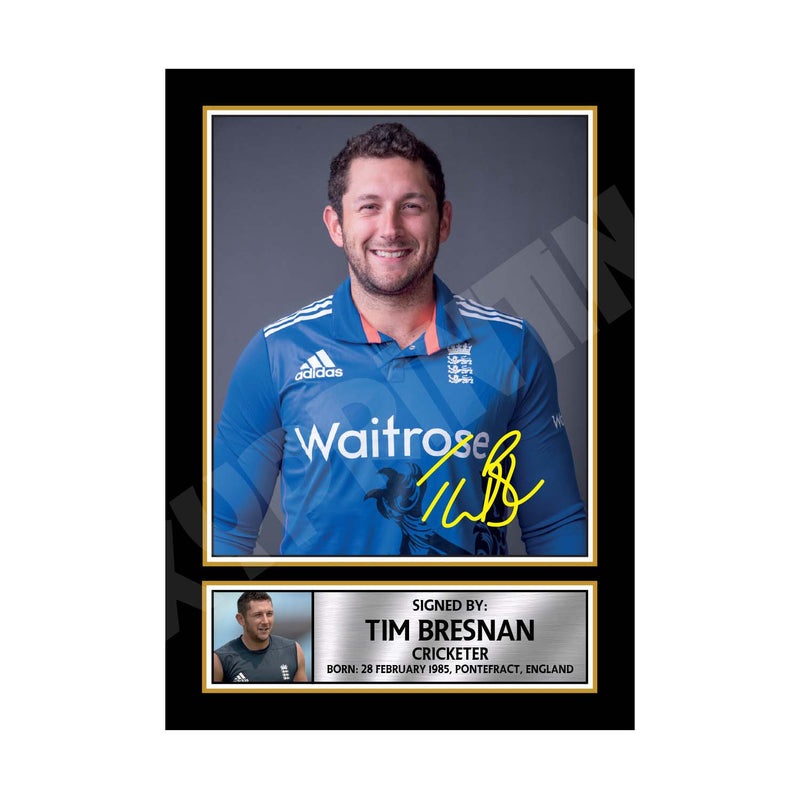 TIM BRESNAN Limited Edition Cricketer Signed Print - Cricket Player