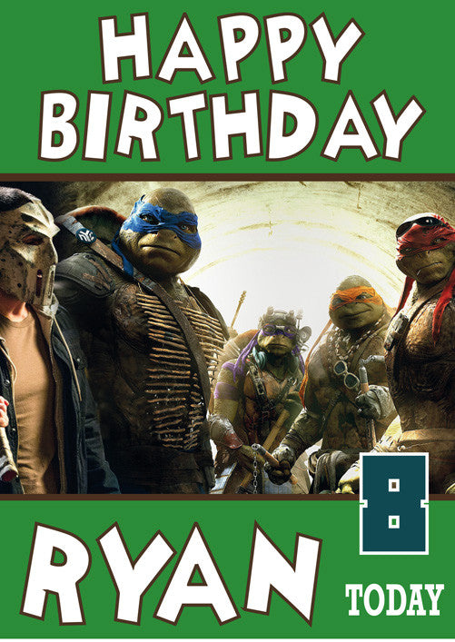 TMNT NEW 4 THEME INSPIRED Kids Adult Personalised Birthday Card