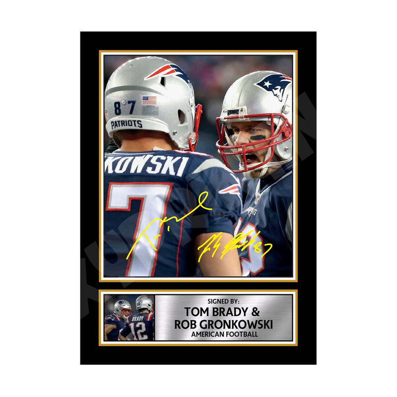 TOM BRADY _ ROB GRONKOWSKI (1) Limited Edition Football Signed Print - American Footballer