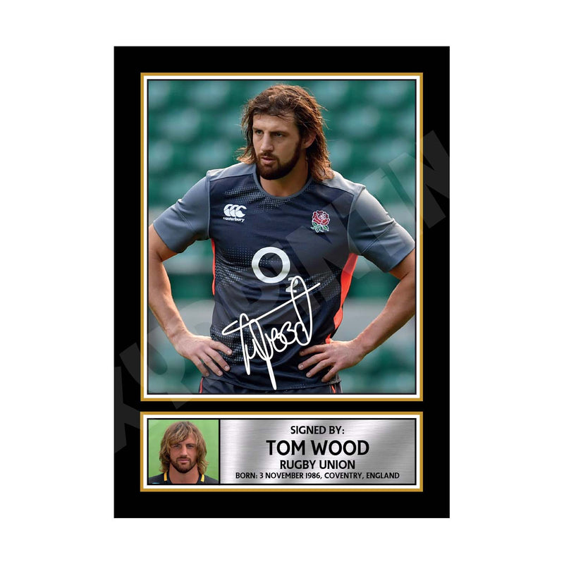 TOM WOOD 1 Limited Edition Rugby Player Signed Print - Rugby