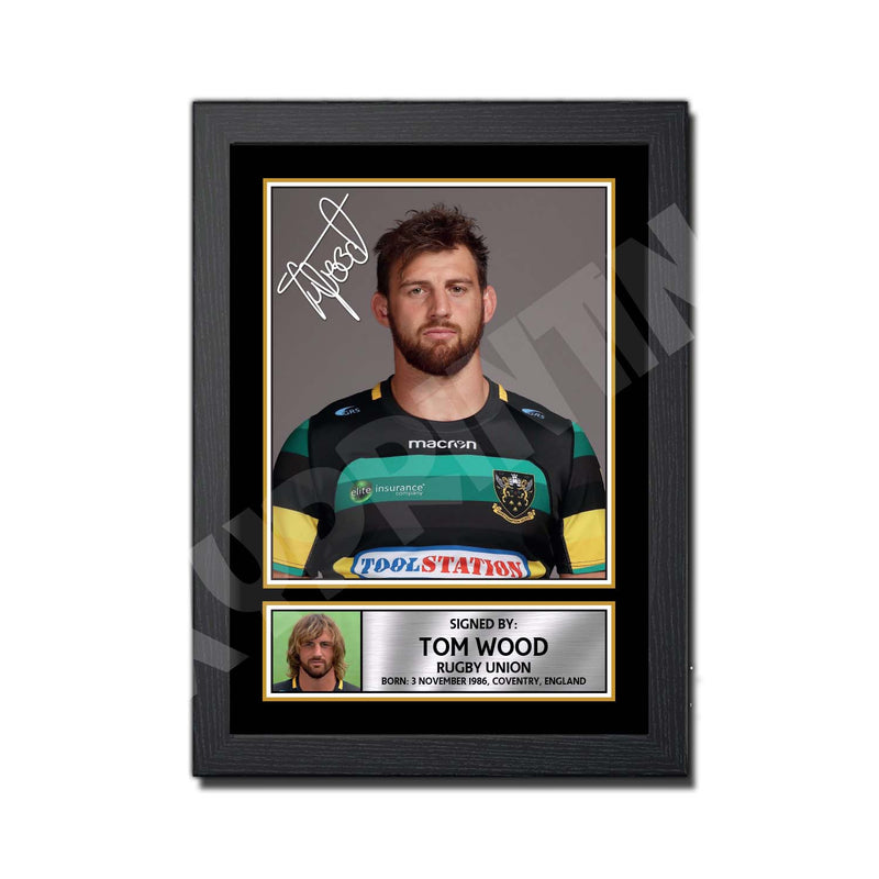 TOM WOOD 2 Limited Edition Rugby Player Signed Print - Rugby