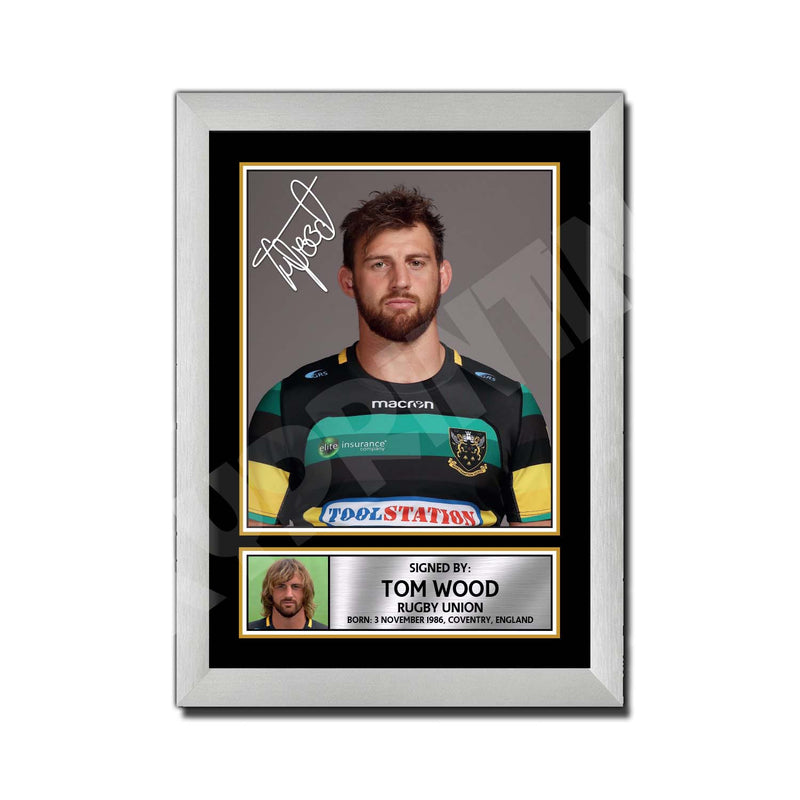 TOM WOOD 2 Limited Edition Rugby Player Signed Print - Rugby