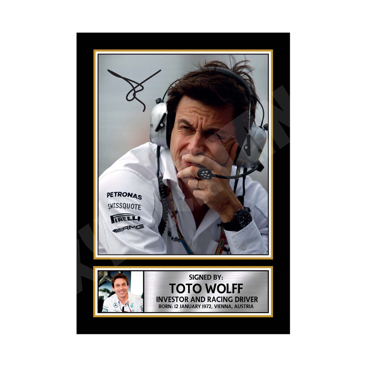 TOTO WOLFF Formula 1 Player Printed Signature Print Formula 1