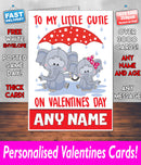 TO MY ELEPHANT PERSONALISED Girlfriend Boyfriend Wife Hubby VALENTINES CARD