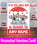 TO MY KOALA PERSONALISED Girlfriend Boyfriend Wife Hubby VALENTINES CARD