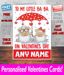 TO MY LITTLE BABA PERSONALISED Girlfriend Boyfriend Wife Hubby VALENTINES CARD