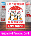 TO MY PENGY WENGUIN PERSONALISED Girlfriend Boyfriend Wife Hubby VALENTINES CARD