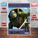 TURTLES LEONARDO SJ THEME INSPIRED Style PERSONALISED Kids Adult FUNNY Birthday Card