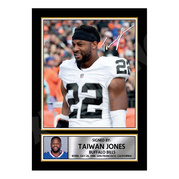 Taiwan Jones 1 American Football Printed Signature Print