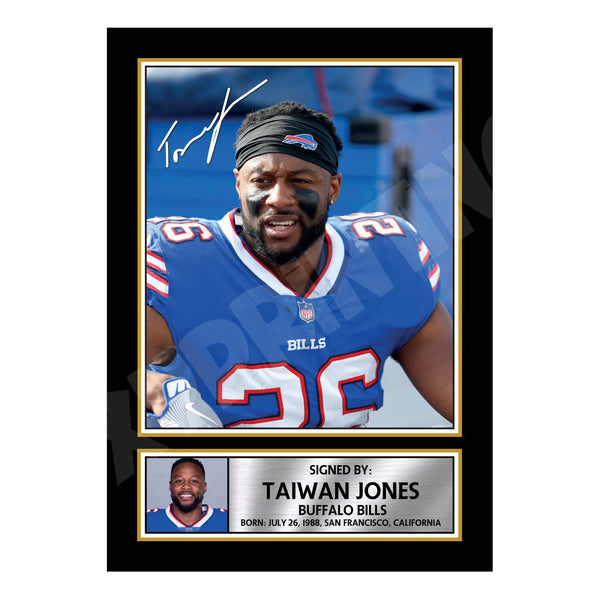 Taiwan Jones 2 American Football Printed Signature Print
