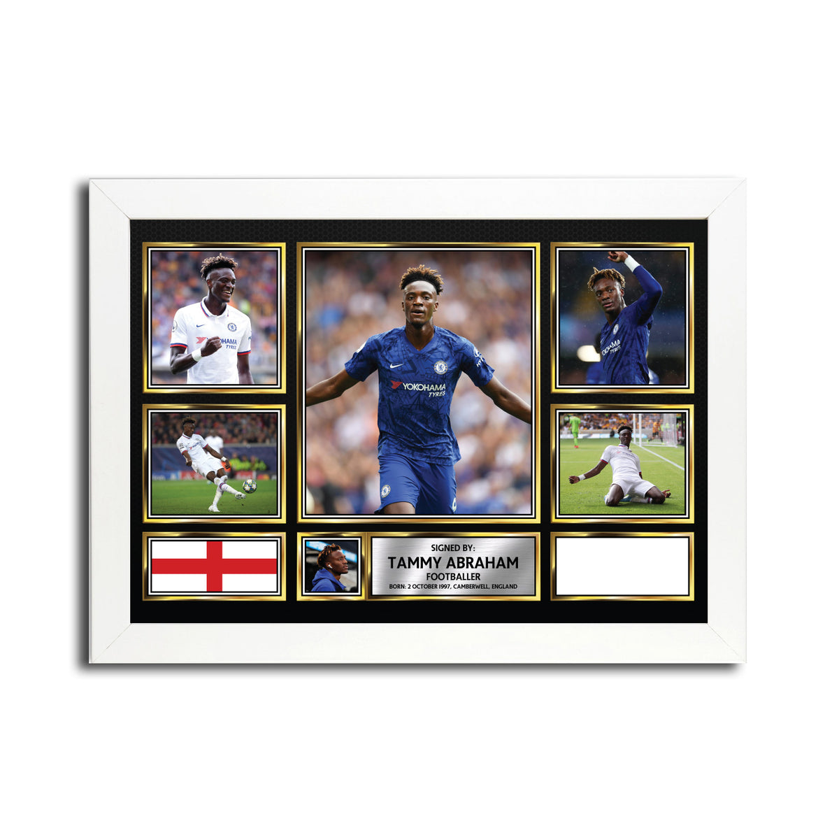 Tammy Abraham MC1694 – Black Frame Printed Signature Football Poster – Tammy Abraham MC1694