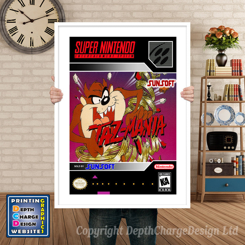 Tazmania Super Nintendo GAME INSPIRED THEME Retro Gaming Poster A4 A3 A2 Or A1