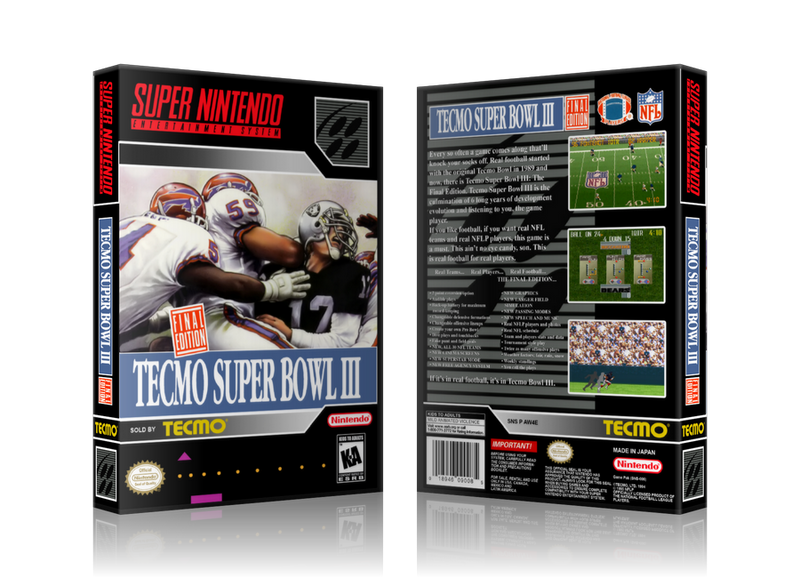 Tecmo Super Bowl III Replacement Nintendo SNES Game Case Or Cover