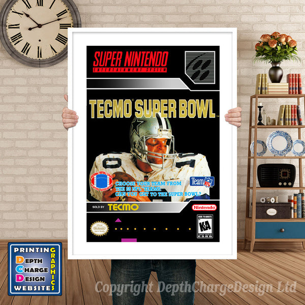 Tecmo Super Bowl Super Nintendo Game Inspired Theme Retro Gaming Poster