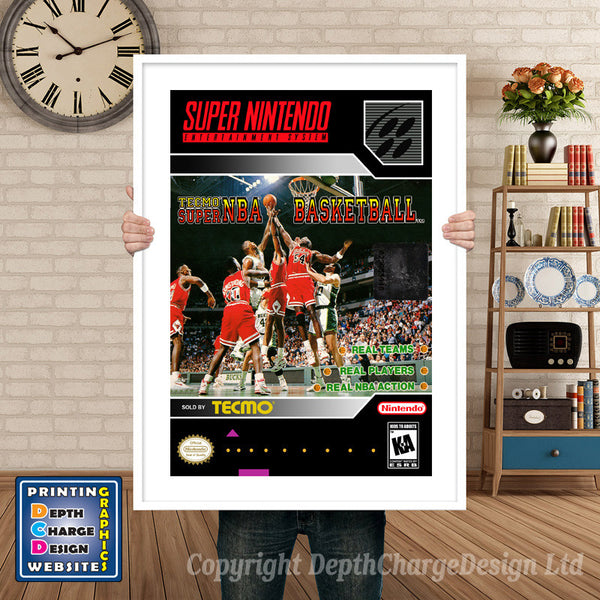 Tecmo Super NBA Basketball Super Nintendo Game Inspired Theme Retro Gaming