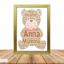 Personalised Teddy Bear 1 Word Art Poster Print