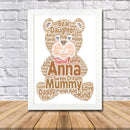 Personalised Teddy Bear 1 Word Art Poster Print