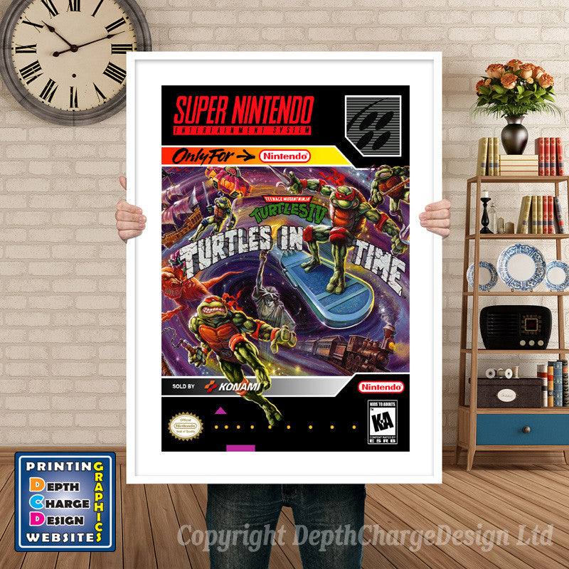 Teenage Mutant Ninja Turtles IV Turtles In Time Super Nintendo GAME INSPIRED THEME Retro Gaming Poster A4 A3 A2 Or A1