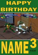 Retro Gaming Teenage Mutant Ninja Turtles THEME INSPIRED Kids Adult Personalised Birthday Card