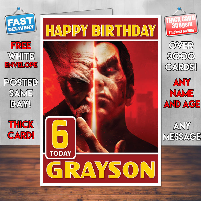 Personalised Tekken Cover Inspired Style Game Kids Inspired Birthday Card (SA)