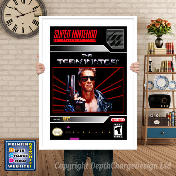 Terminator Super Nintendo Game Inspired Theme Retro Gaming Poster