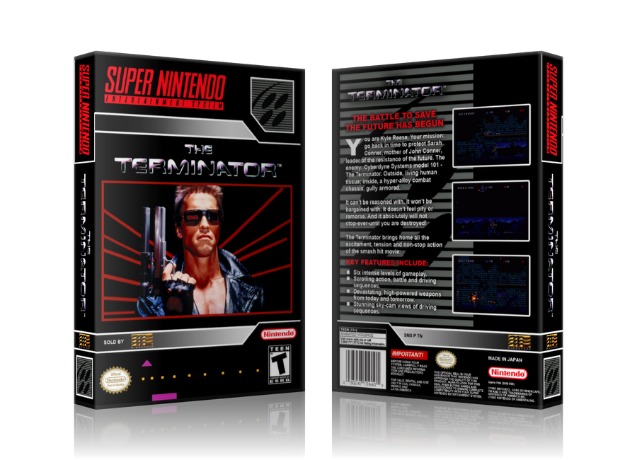 Terminator Replacement Nintendo SNES Game Case Or Cover – SNES Replacement Game case product image 1