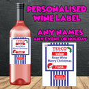 PERSONALISED Tesco Rose Wine Bottle Label - custom name bottle lables