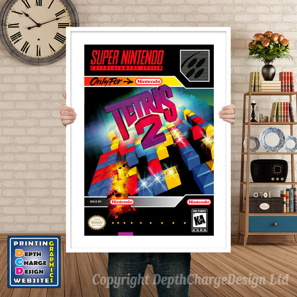 Tetris 2 Super Nintendo Game Inspired Theme Retro Gaming Poster