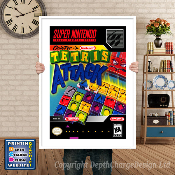 Tetris Attack Super Nintendo Game Inspired Theme Retro Gaming Poster