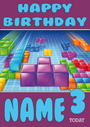 Retro Gaming Tetris THEME INSPIRED Kids Adult Personalised Birthday Card