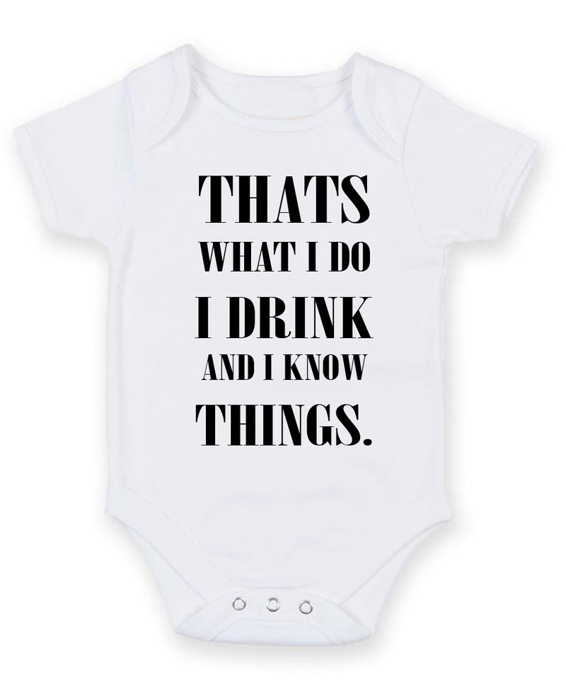 Thats What I Do I Drink Personalised Baby Boy Girl Unisex Short Sleeve Bodysuit