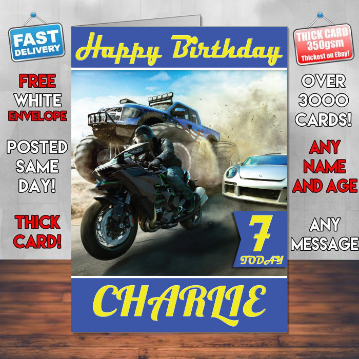 The Crew Wild Run Inspired Style Game Kids Inspired Birthday Card (SA)