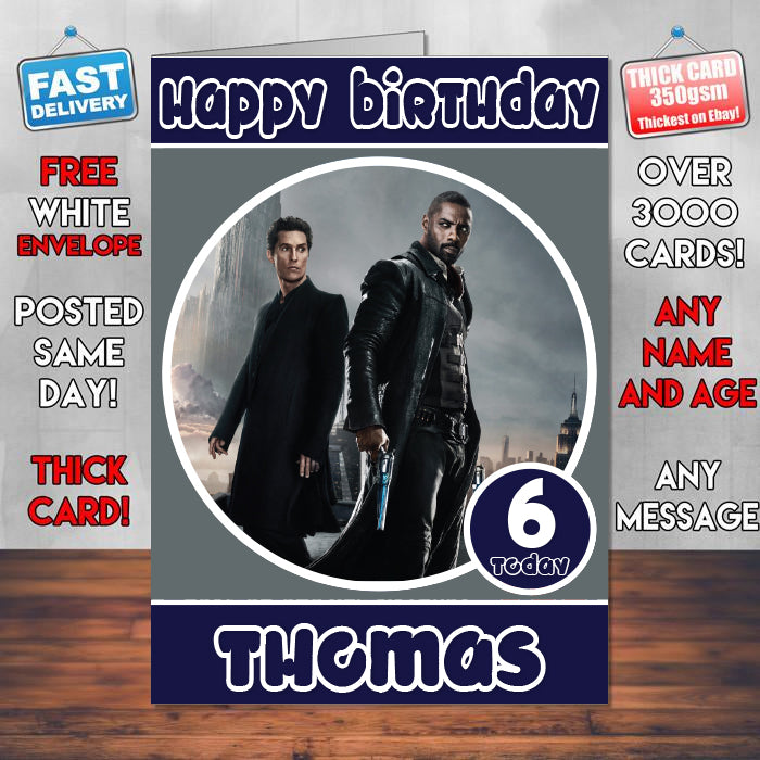 The Dark Tower Theme Style Personalised Kids Inspired Movie Birthday Card (SA)