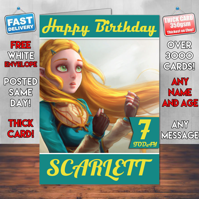 The Legend Of Zelda Breath Of The Wild 1 Inspired Style Game Kids Inspired Birthday Card (SA)