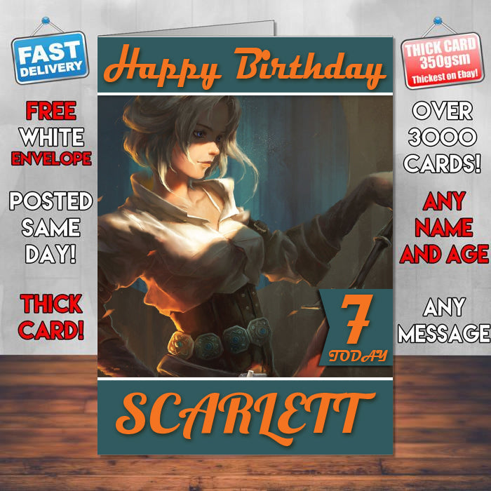 The Witcher 3 Wild Hunt Ciri Inspired Style Game Kids Inspired Birthday Card (SA)