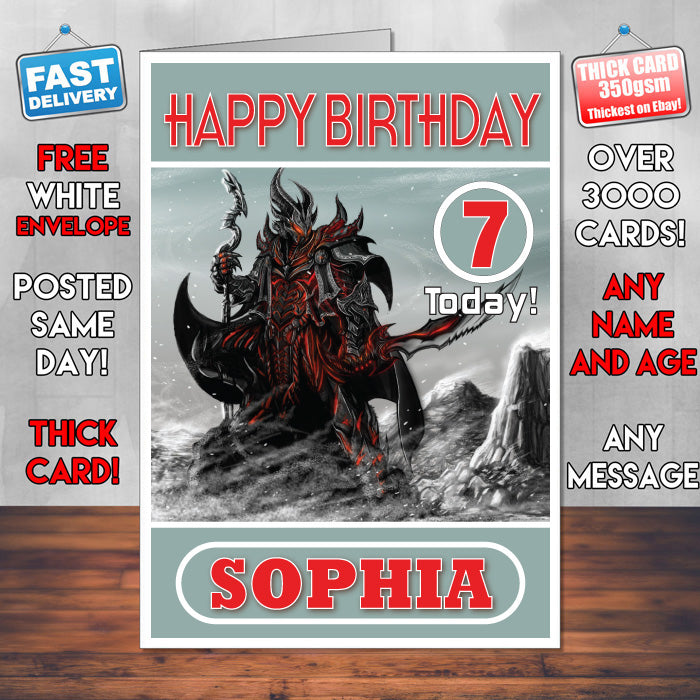 Personalised The Elder Scrolls V Skyrim Inspired Style Game Kids Inspired Birthday Card (SA)