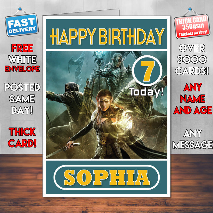 Personalised The Elder Scrolls Warriors Inspired Style Game Kids Inspired Birthday Card (SA)
