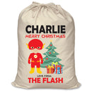 PERSONALISED Cartoon Inspired Super Hero The Speedster CHARLIE - XL Children's Christmas Santa Sack CUSTOMISE Present