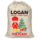 PERSONALISED Cartoon Inspired Super Hero The Speedster LOGAN - XL Children's Christmas Santa Sack CUSTOMISE Present