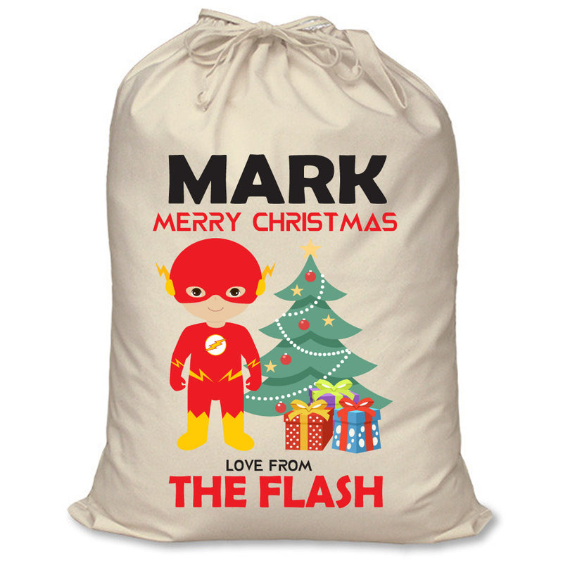PERSONALISED Cartoon Inspired Super Hero The Speedster MARK - XL Children's Christmas Santa Sack CUSTOMISE Present