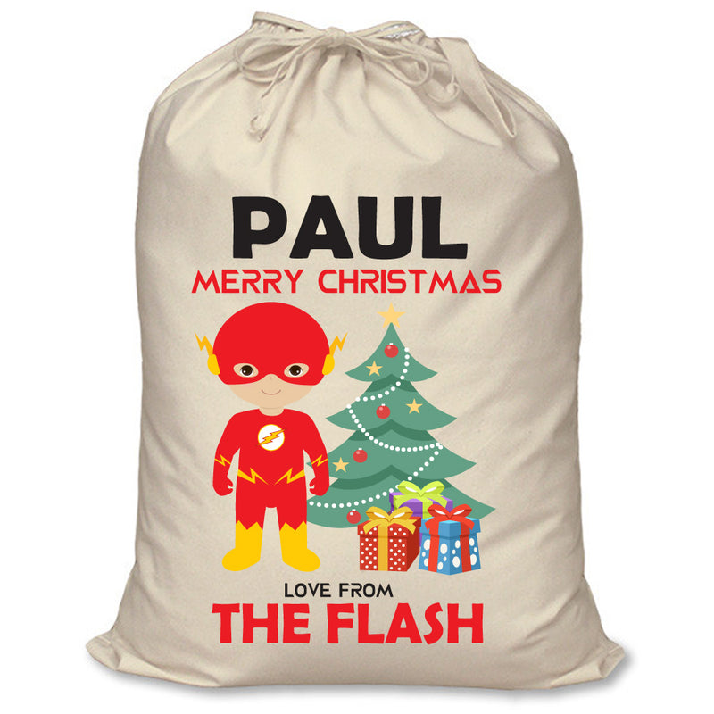PERSONALISED Cartoon Inspired Super Hero The Speedster PAUL - XL Children's Christmas Santa Sack CUSTOMISE Present