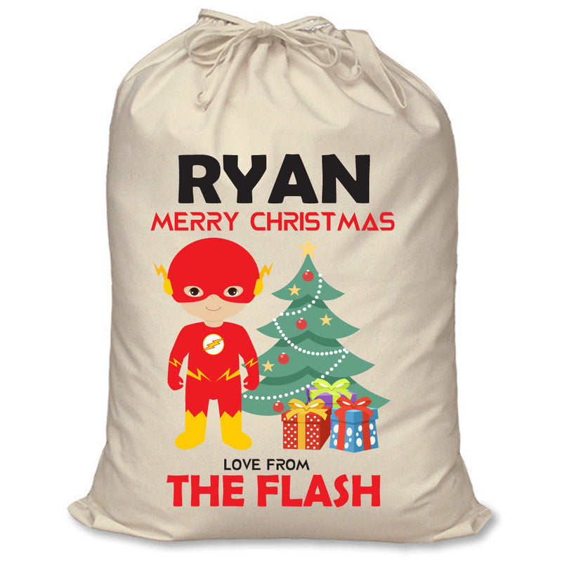 PERSONALISED Cartoon Inspired Super Hero The Speedster RYAN - XL Children's Christmas Santa Sack CUSTOMISE Present