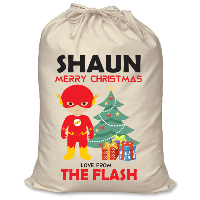 PERSONALISED Cartoon Inspired Super Hero The Speedster SHAUN - XL Children's Christmas Santa Sack CUSTOMISE Present