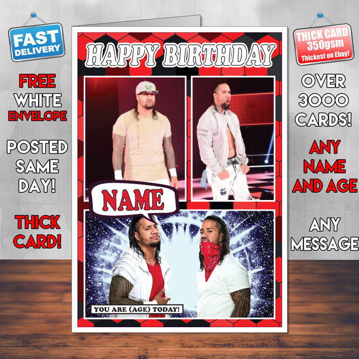 The Usos New Deisgn 1 KE Inspired Style Personalised Wrestling WWE Birthday Card