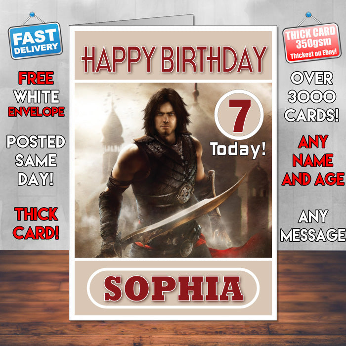 Personalised The Forgotten Sands Prince Of Persia Inspired Style Game Kids Inspired Birthday Card (SA)