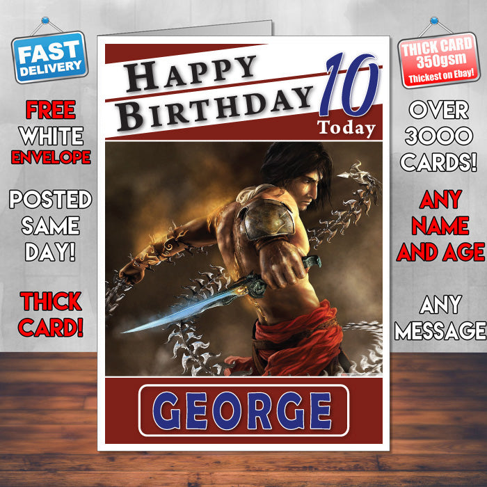 Personalised The Two Thrones Prince Of Persia Inspired Style Game Kids Inspired Birthday Card (SA)