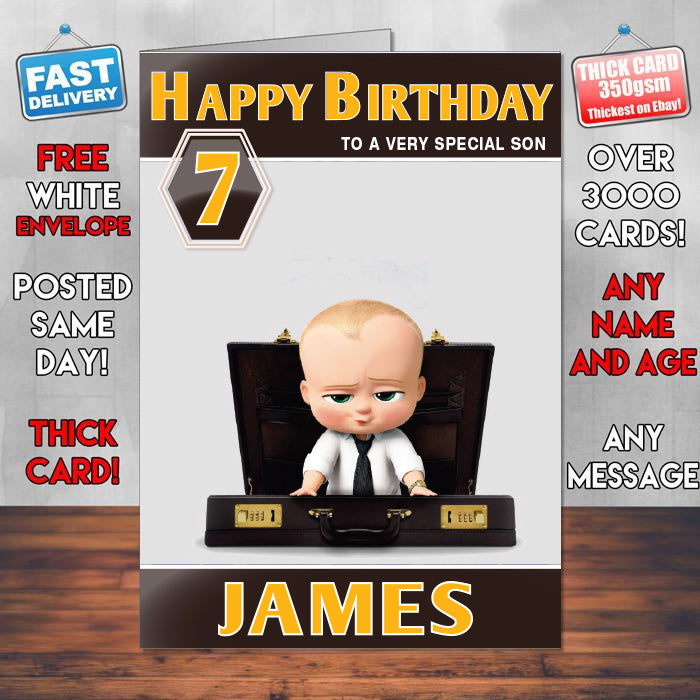 The Boss Baby 2017 Theme Style Personalised Kids Inspired Movie Birthday Card (SA)